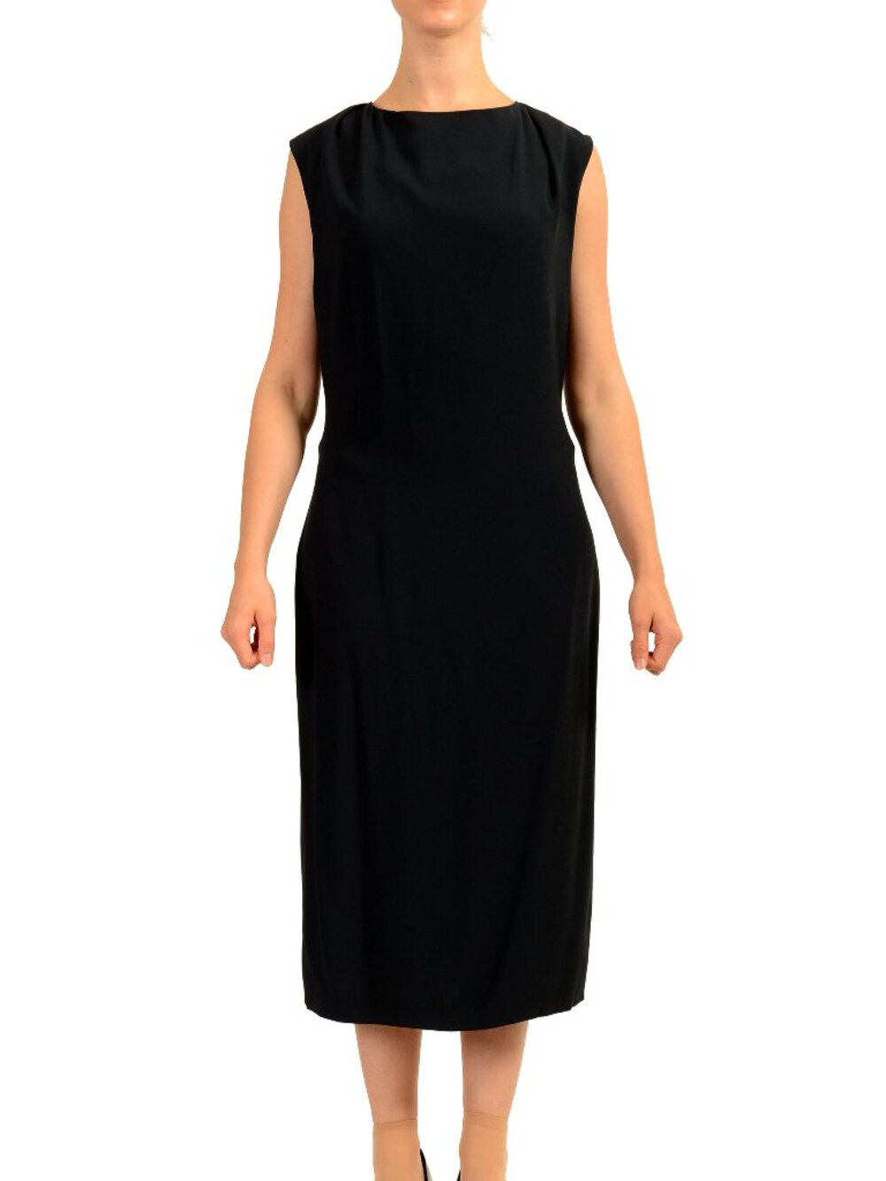 Hugo Boss Women's "Dezuki" Blue Sleeveless Crewneck Pencil Dress US 4 IT 40